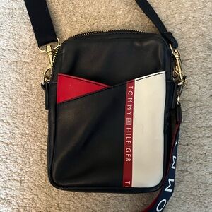 Tommy Hilfiger Black and Red Crossbody Bag
